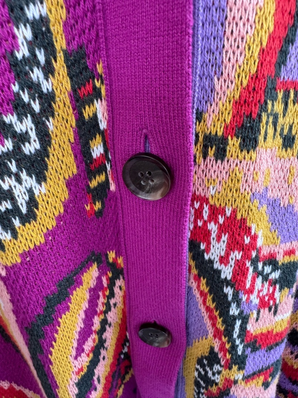 Anthropologie FARM Rio Banana Print Colorblock Button Down Cardigan Sweater NWT - Picture 11 of 13